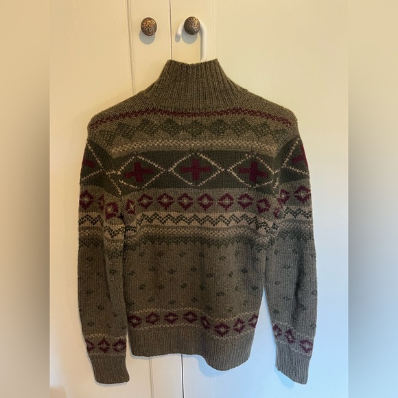 Vintage Ralph Lauren RLX Wool‎ Mockneck Fair Isle Sweater Zip Up - Picture 2 of 7